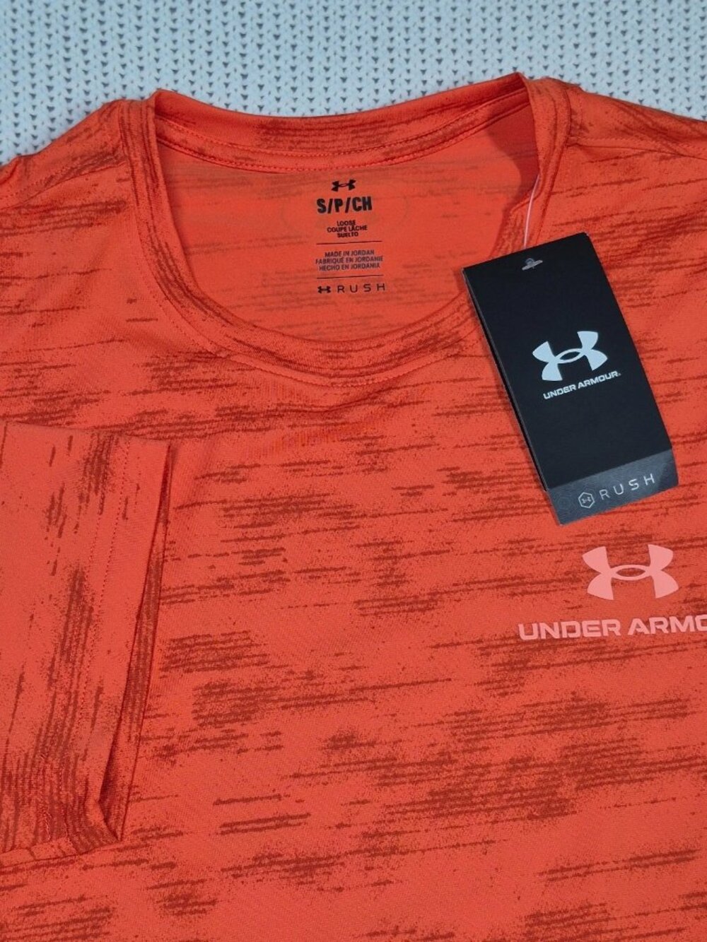 Under Armour Rush Vanish Energy T-Shirt Men's Sz. L Orange Loose Wicking Stretch